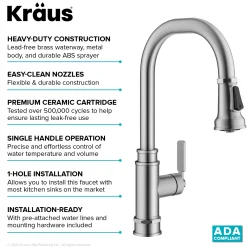 KRAUS Allyn Industrial Pull-Down Kitchen Faucet in Spot-Free Stainless Steel