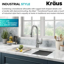 KRAUS Allyn Industrial Pull-Down Kitchen Faucet in Spot-Free Stainless Steel