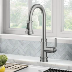 KRAUS Allyn Industrial Pull-Down Kitchen Faucet in Spot-Free Stainless Steel