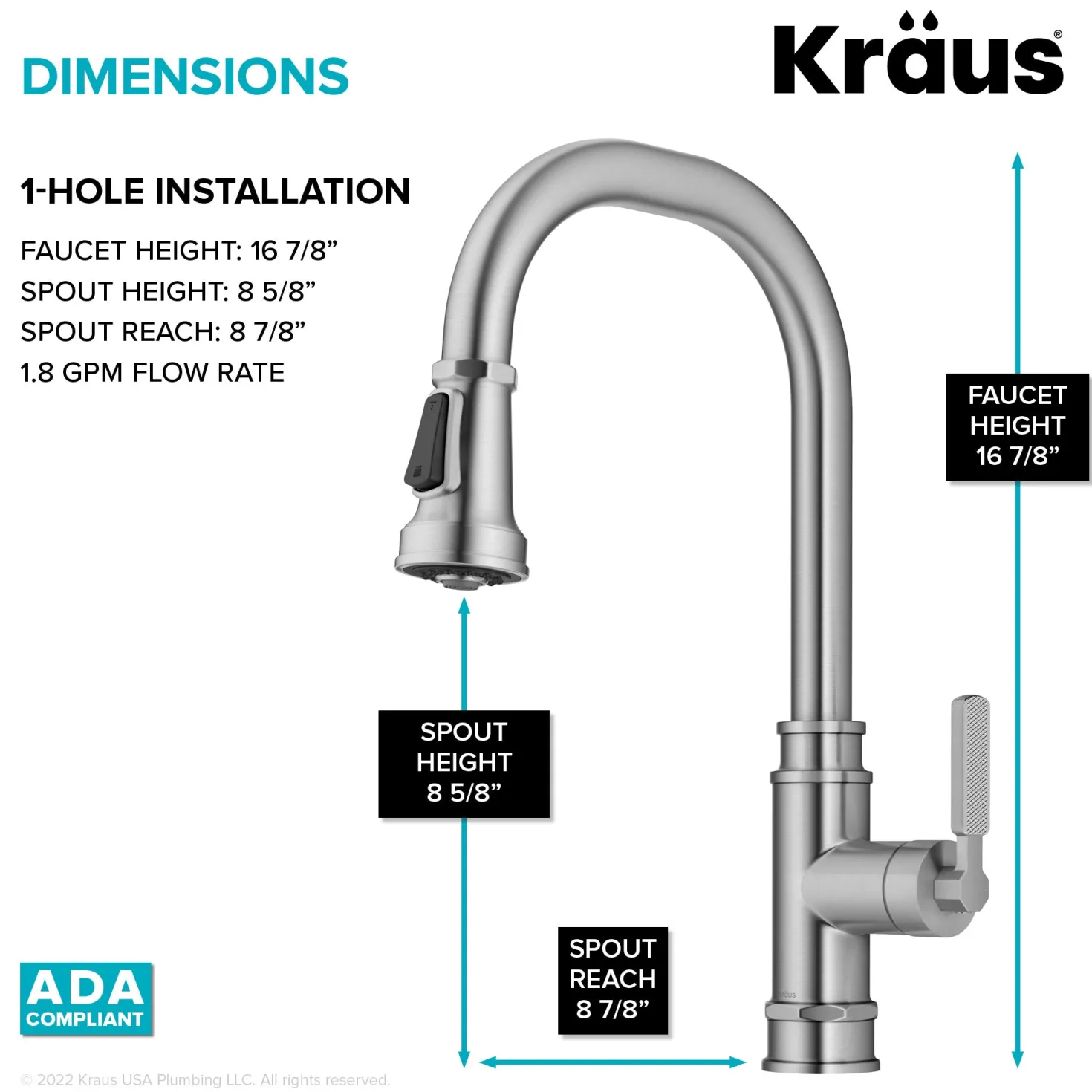 KRAUS Allyn Industrial Pull-Down Kitchen Faucet in Spot-Free Stainless Steel