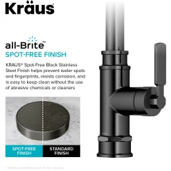 KRAUS Allyn Industrial Pull-Down Kitchen Faucet in Spot-Free Black Stainless Steel