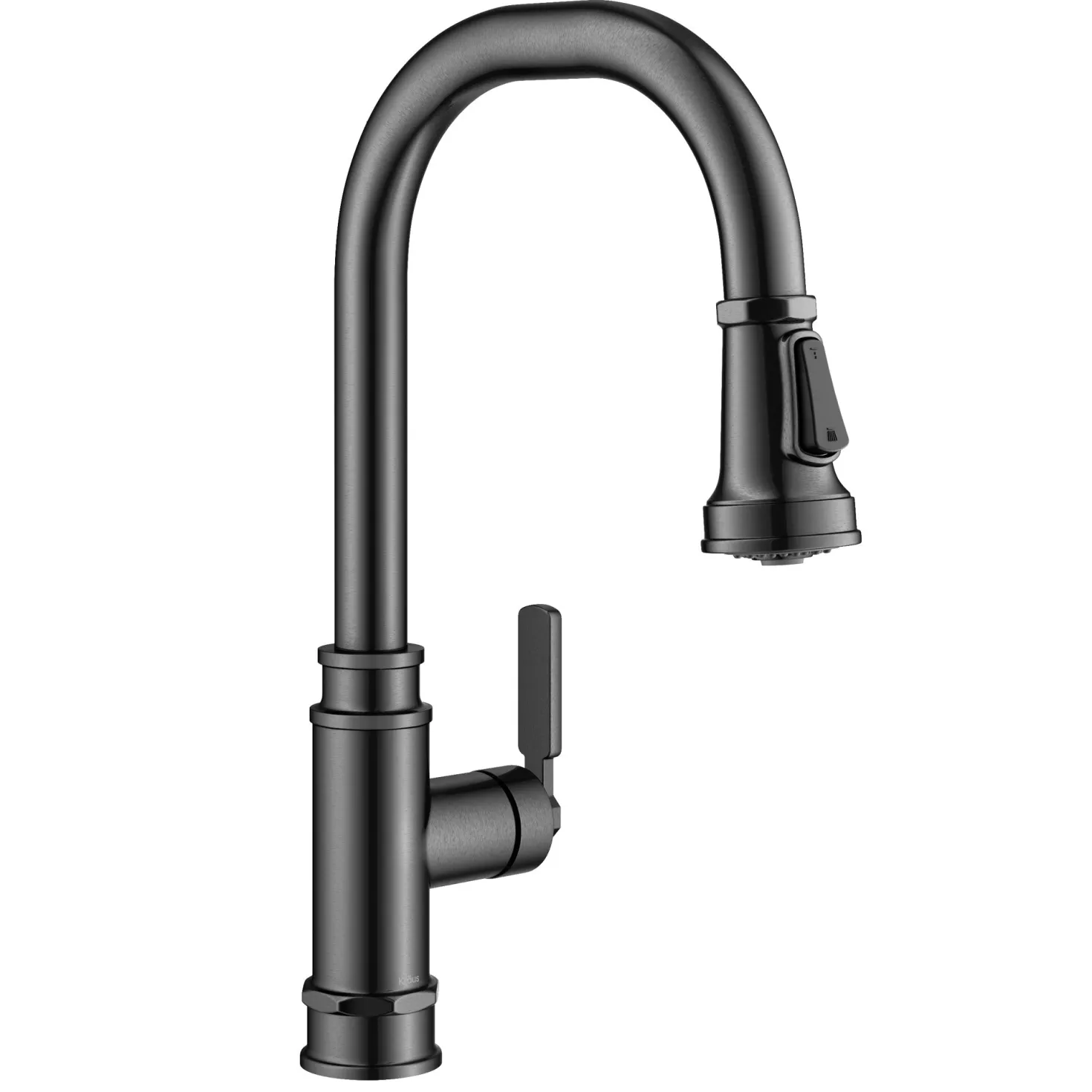 KRAUS Allyn Industrial Pull-Down Kitchen Faucet in Spot-Free Black Stainless Steel