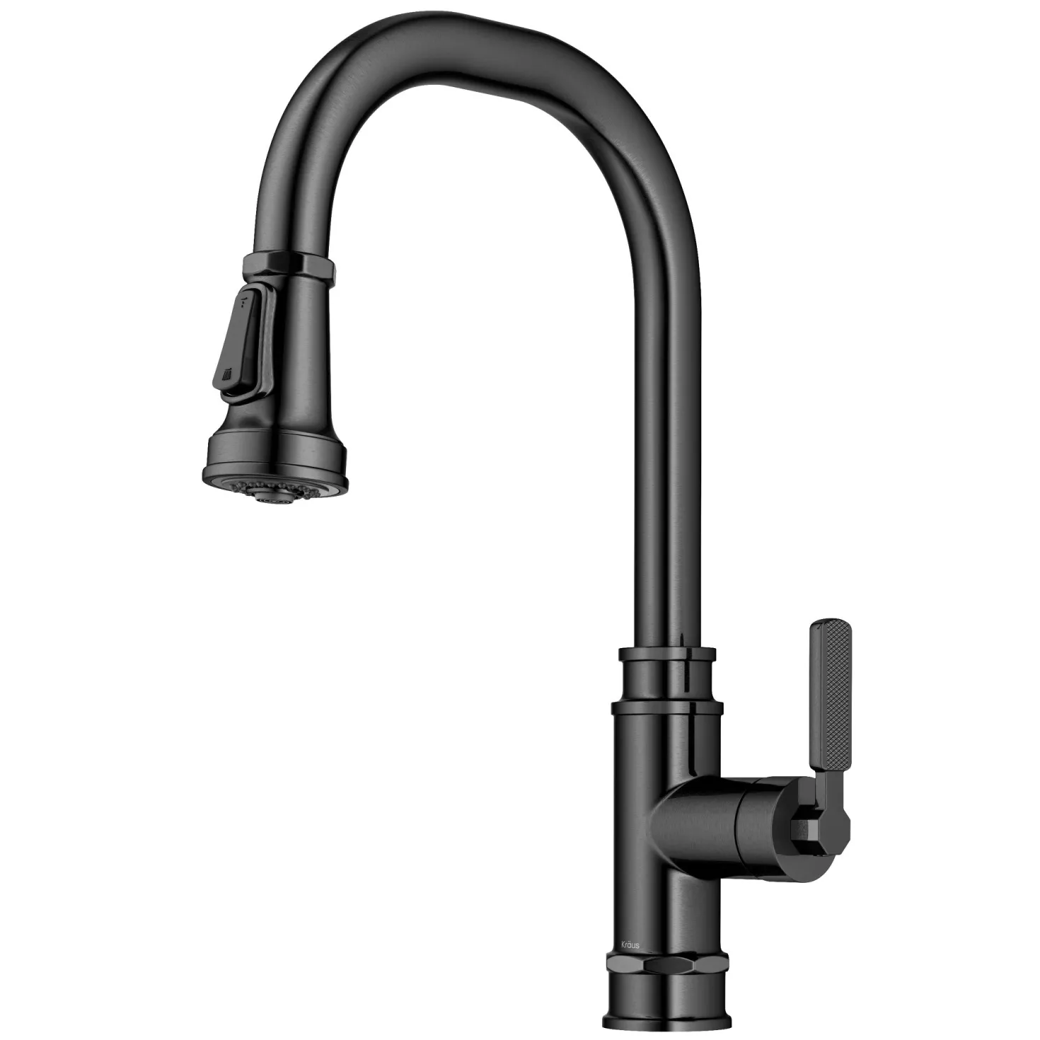 KRAUS Allyn Industrial Pull-Down Kitchen Faucet in Spot-Free Black Stainless Steel