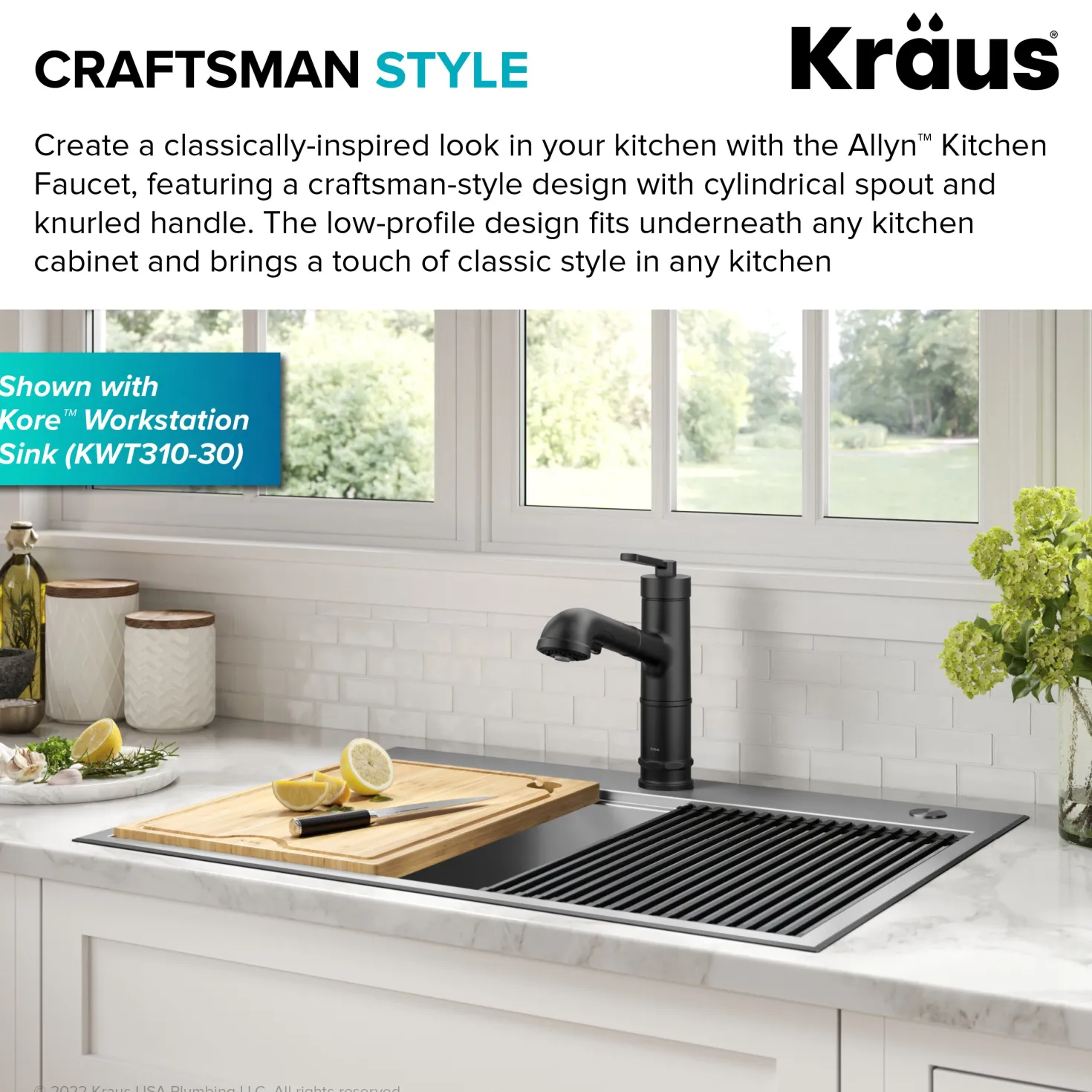 KRAUS Allyn Industrial Pull-Out Single Handle Kitchen Faucet in Matte Black