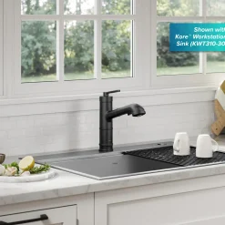 KRAUS Allyn Industrial Pull-Out Single Handle Kitchen Faucet in Matte Black