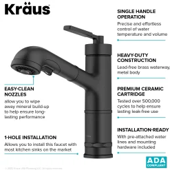 KRAUS Allyn Industrial Pull-Out Single Handle Kitchen Faucet in Matte Black