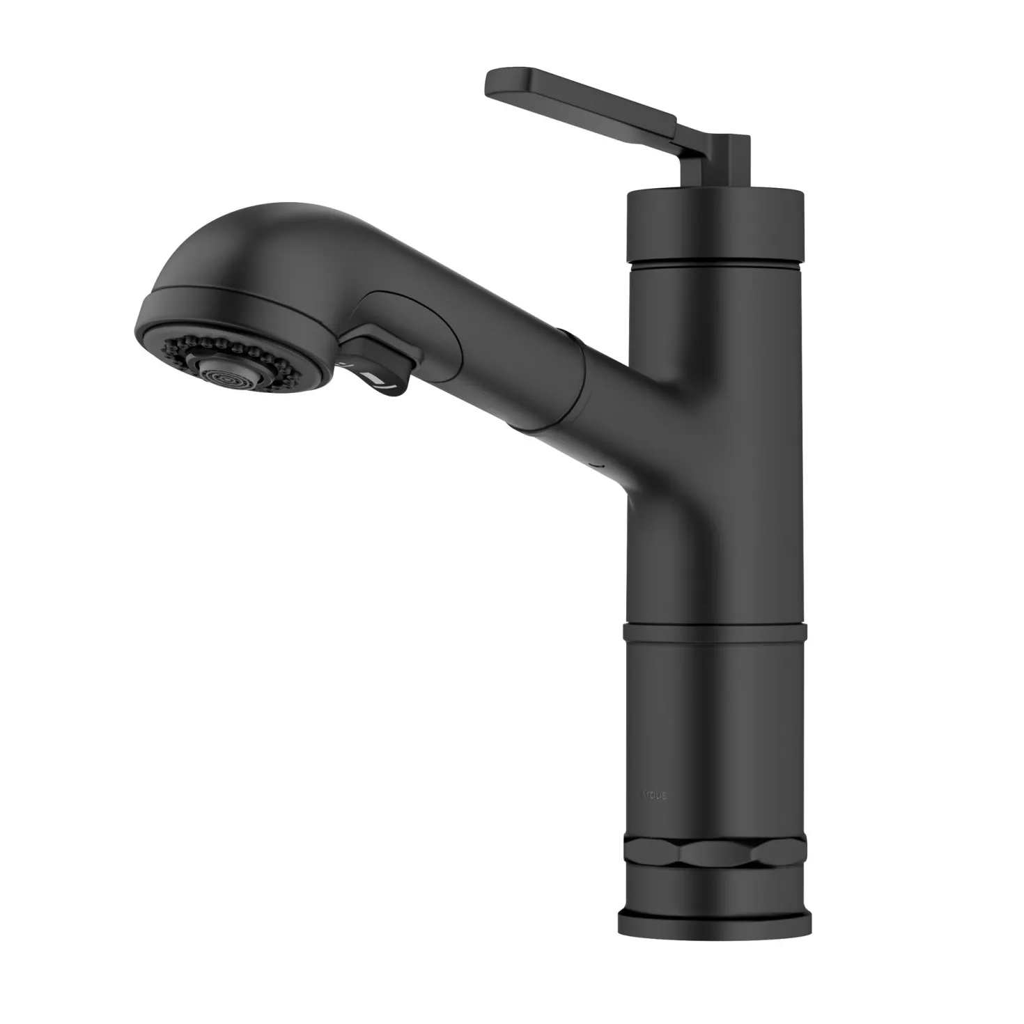 KRAUS Allyn Industrial Pull-Out Single Handle Kitchen Faucet in Matte Black