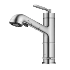 KRAUS Allyn Industrial Pull-Out Single Handle Kitchen Faucet in Spot-Free Stainless Steel