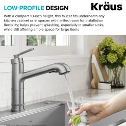 KRAUS Allyn Industrial Pull-Out Single Handle Kitchen Faucet in Spot-Free Stainless Steel