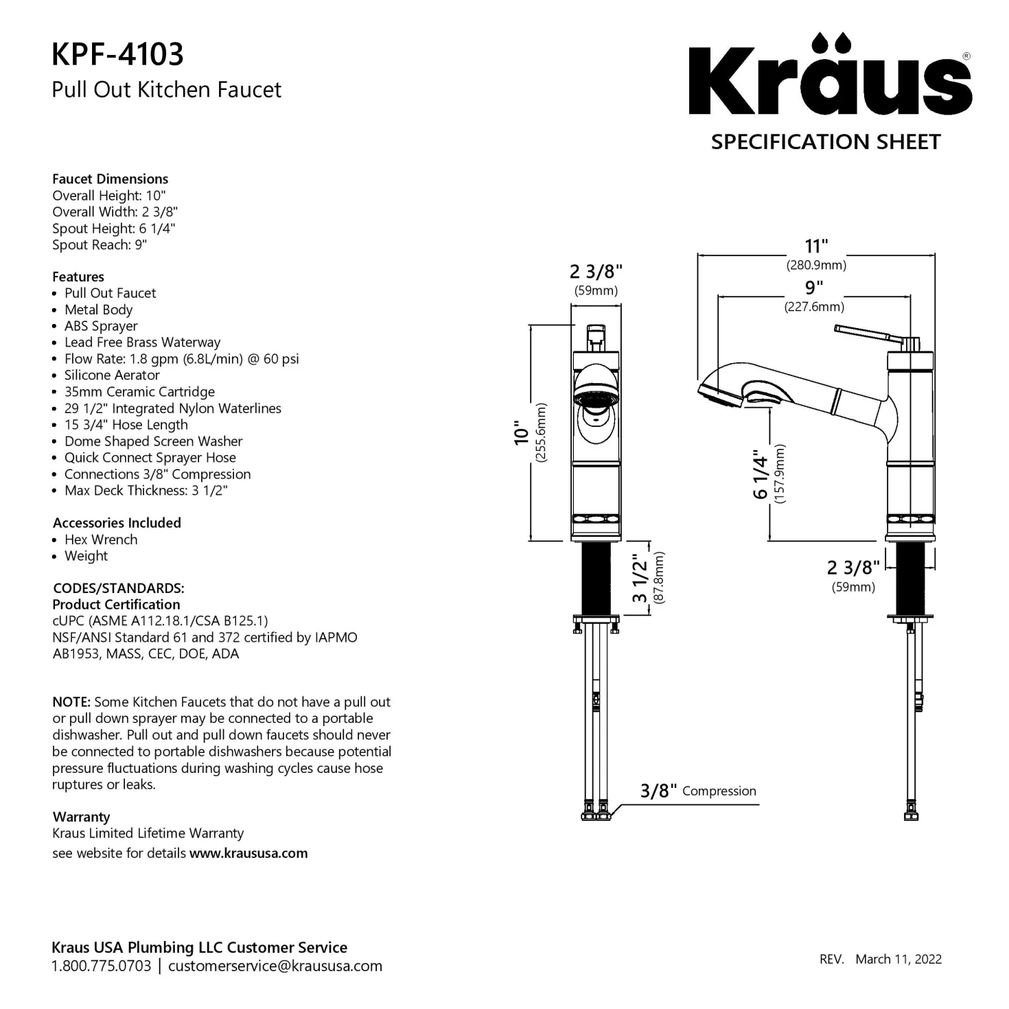 KRAUS Allyn Industrial Pull-Out Single Handle Kitchen Faucet in Black Stainless