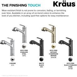 KRAUS Allyn Industrial Pull-Out Single Handle Kitchen Faucet in Black Stainless