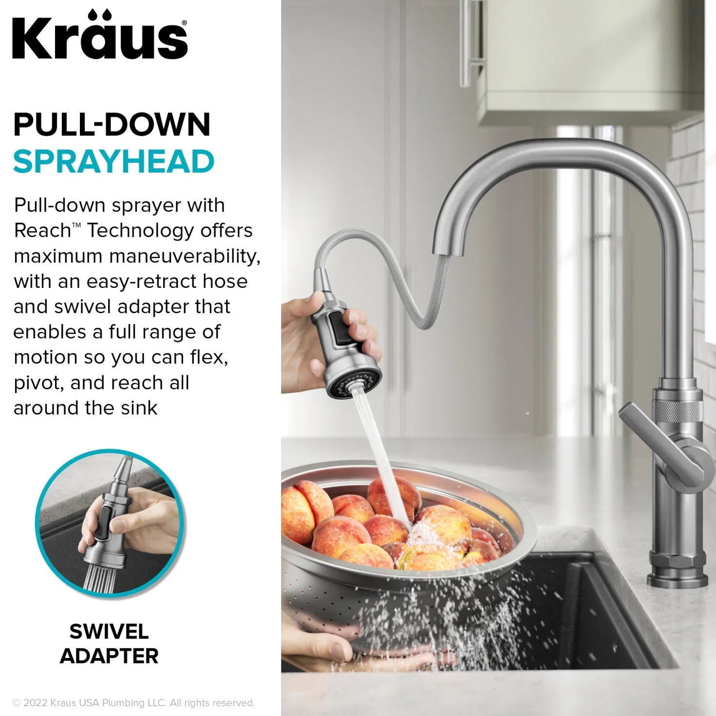 KRAUS Allyn Matte Black Nut & Bolt Diamond Cut Kitchen Faucet