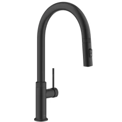 KRAUS Allyn Matte Black Single Handle Kitchen Faucet with Diamond Cut