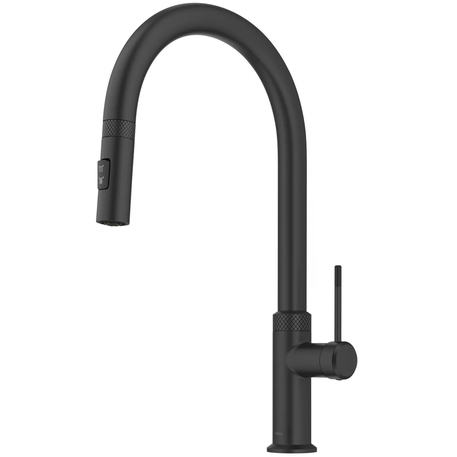 KRAUS Allyn Matte Black Single Handle Kitchen Faucet with Diamond Cut