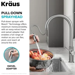 KRAUS Allyn Matte Black Single Handle Kitchen Faucet with Diamond Cut
