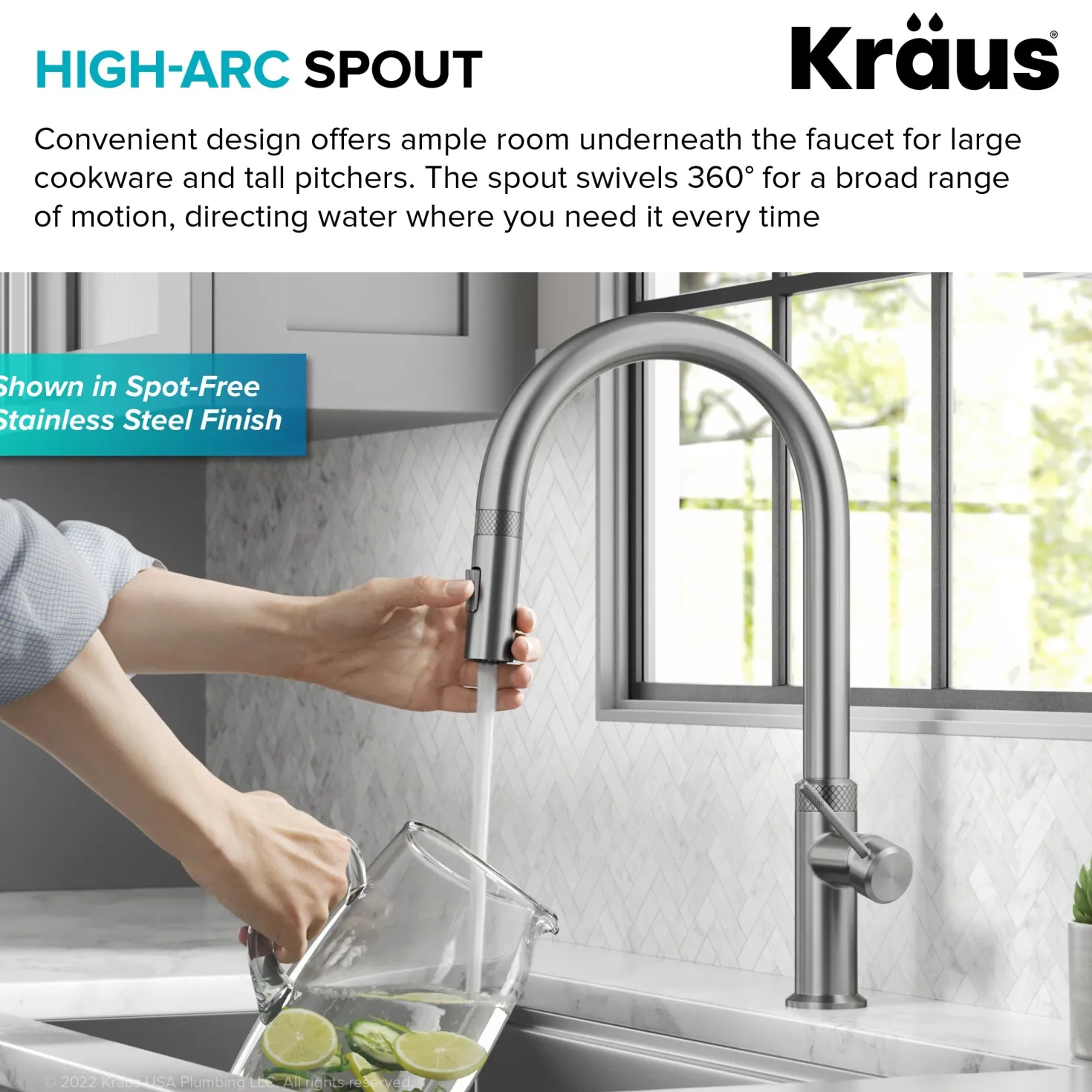 KRAUS Allyn Matte Black Single Handle Kitchen Faucet with Diamond Cut