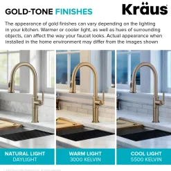 KRAUS Allyn Nut & Bolt Diamond Cut Brushed Gold Kitchen Faucet