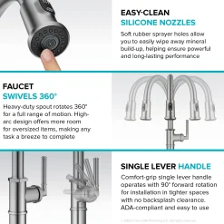 KRAUS Allyn Nut & Bolt Diamond Cut Matte Black Kitchen Faucet