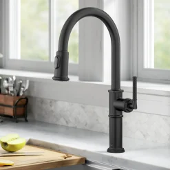 KRAUS Allyn Nut & Bolt Diamond Cut Matte Black Kitchen Faucet