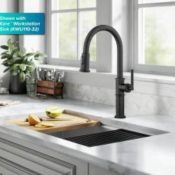 KRAUS Allyn Nut & Bolt Diamond Cut Matte Black Kitchen Faucet