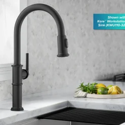 KRAUS Allyn Nut & Bolt Diamond Cut Matte Black Kitchen Faucet