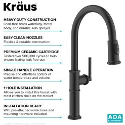 KRAUS Allyn Nut & Bolt Diamond Cut Matte Black Kitchen Faucet