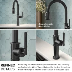 KRAUS Allyn Nut & Bolt Diamond Cut Matte Black Kitchen Faucet