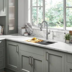 KRAUS Allyn Nut & Bolt Diamond Cut Spot Free Stainless Kitchen Faucet