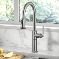 KRAUS Allyn Nut & Bolt Diamond Cut Spot Free Stainless Kitchen Faucet