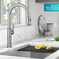 KRAUS Allyn Nut & Bolt Diamond Cut Spot Free Stainless Kitchen Faucet