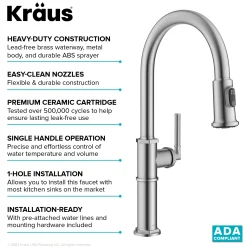KRAUS Allyn Nut & Bolt Diamond Cut Spot Free Stainless Kitchen Faucet