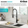 KRAUS Allyn Single Handle Pull Down Kitchen Faucet in Spot-Free Brushed Brass + Matte Black