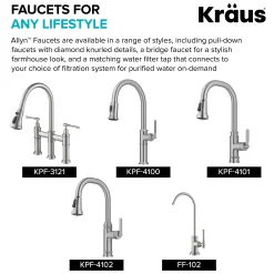 KRAUS Allyn Single Handle Pull Down Kitchen Faucet in Spot-Free Brushed Brass + Matte Black