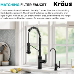 KRAUS Allyn Single Handle Pull Down Kitchen Faucet in Matte Black