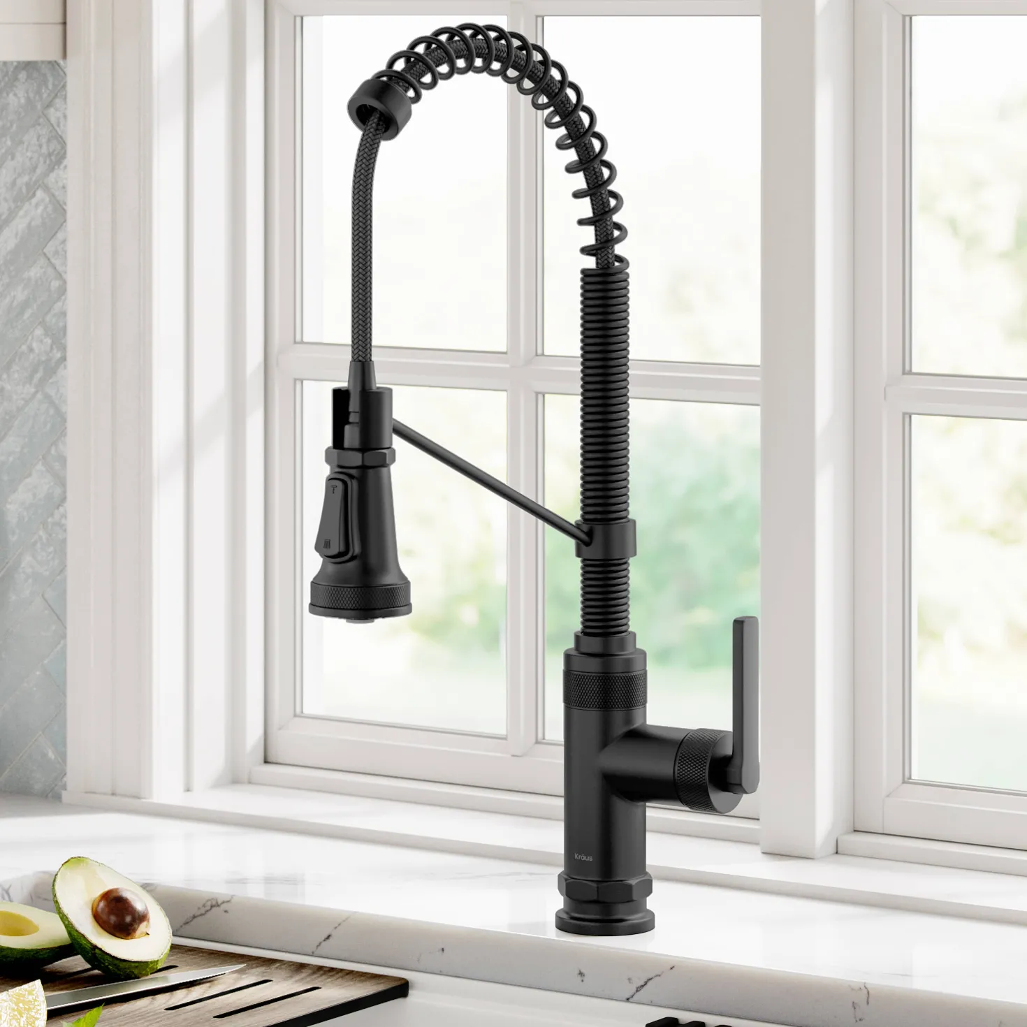 KRAUS Allyn Single Handle Pull Down Kitchen Faucet in Matte Black
