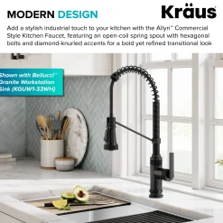 KRAUS Allyn Single Handle Pull Down Kitchen Faucet in Matte Black