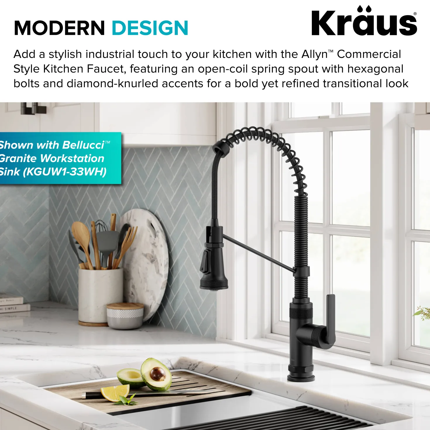 KRAUS Allyn Single Handle Pull Down Kitchen Faucet in Matte Black