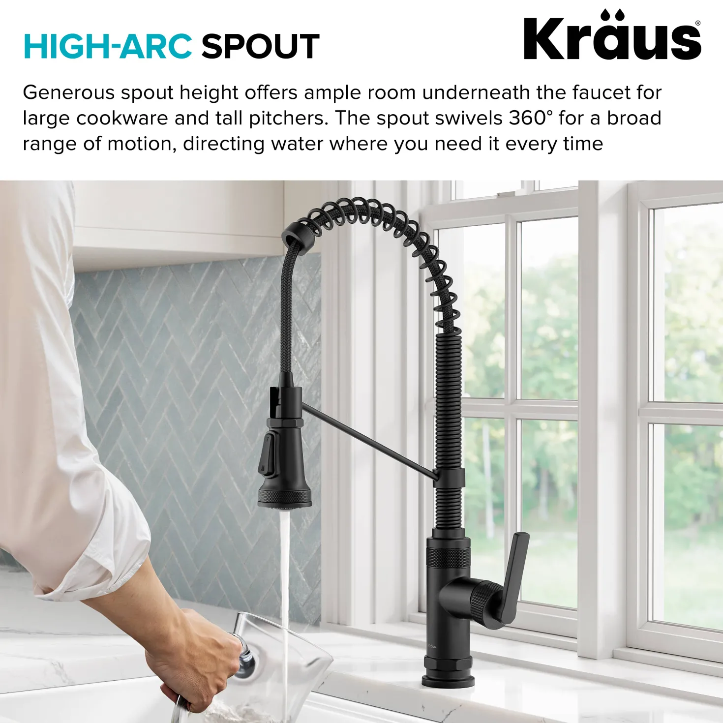 KRAUS Allyn Single Handle Pull Down Kitchen Faucet in Matte Black