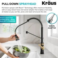 KRAUS Allyn Single Handle Pull Down Kitchen Faucet in Matte Black