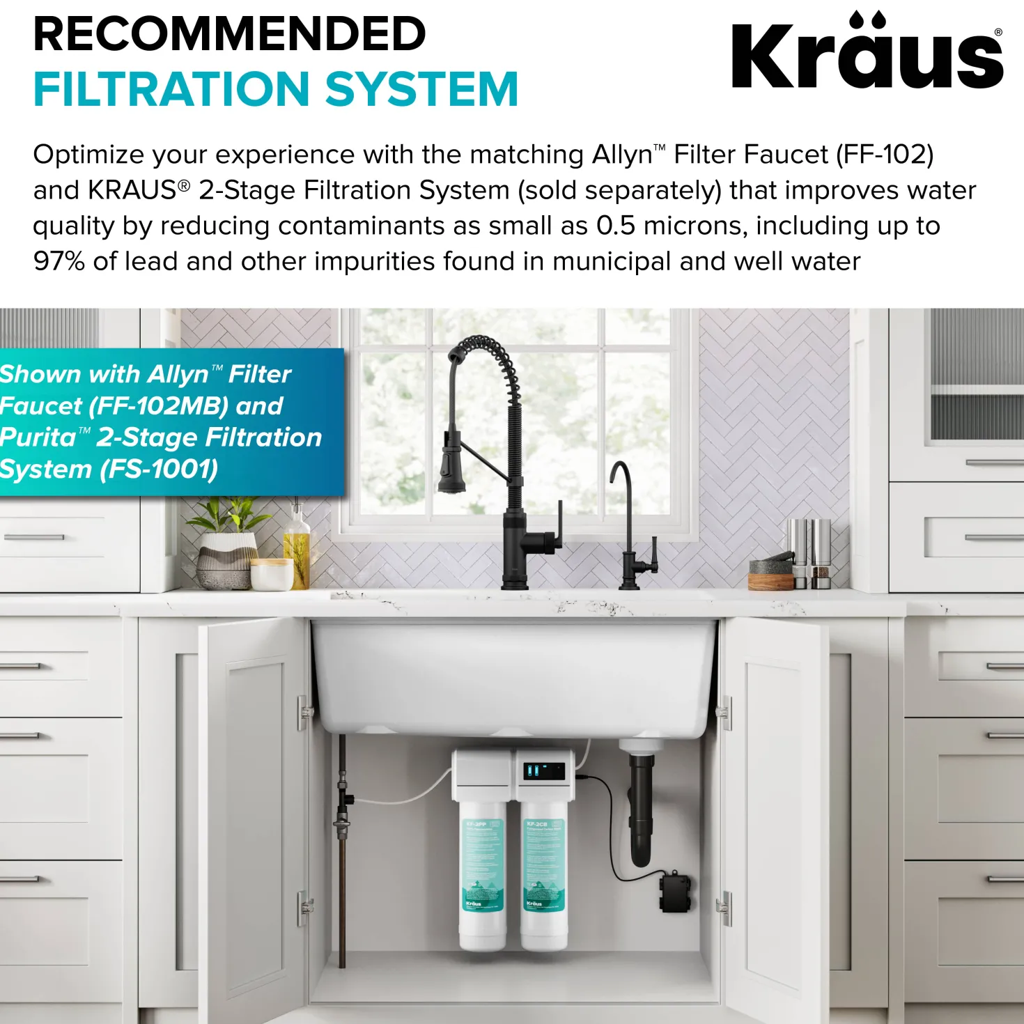 KRAUS Allyn Single Handle Pull Down Kitchen Faucet in Matte Black