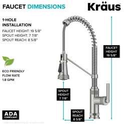 KRAUS Allyn Single Handle Pull Down Kitchen Faucet in Spot-Free Stainless Steel