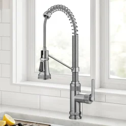 KRAUS Allyn Single Handle Pull Down Kitchen Faucet in Spot-Free Stainless Steel