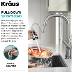 KRAUS Allyn Stainless Nut & Bolt Diamond Cut Kitchen Faucet