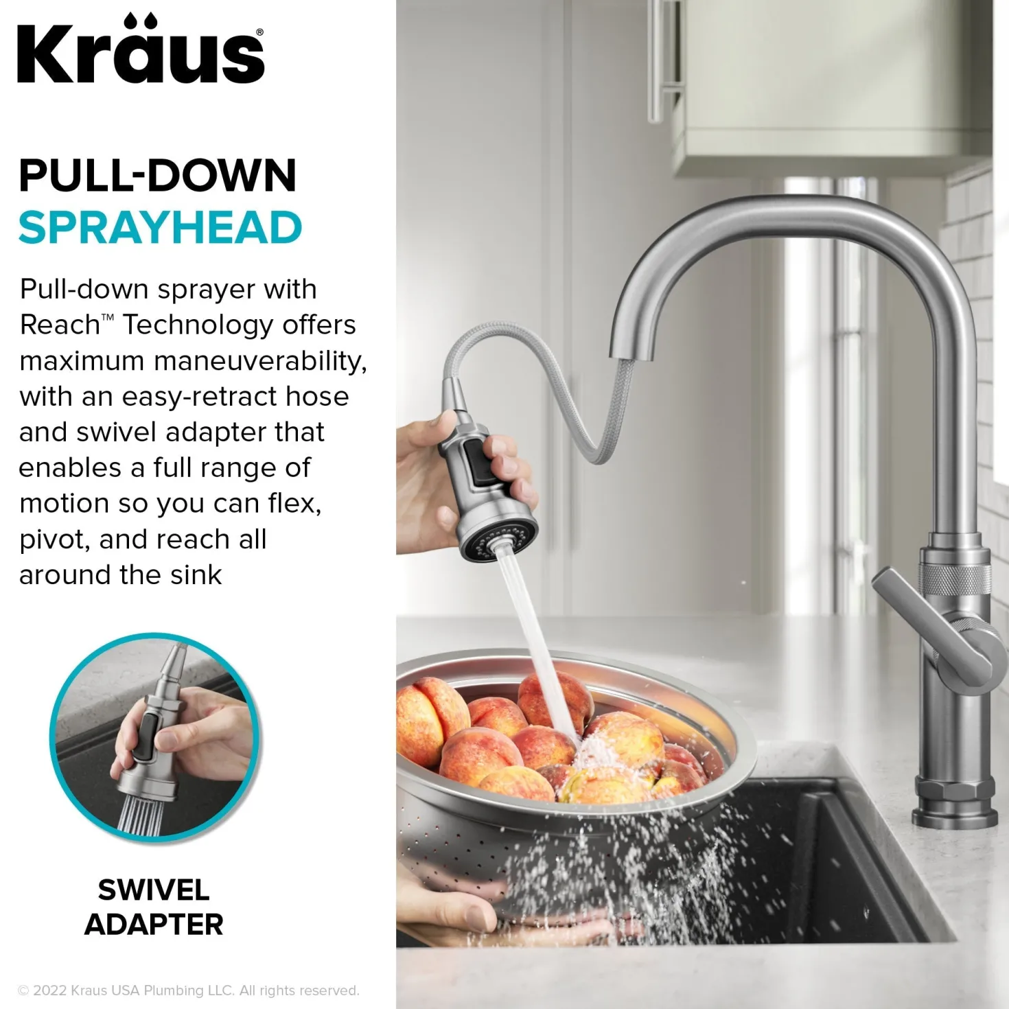 KRAUS Allyn Stainless Nut & Bolt Diamond Cut Kitchen Faucet