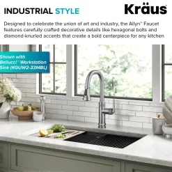KRAUS Allyn Stainless Nut & Bolt Diamond Cut Kitchen Faucet