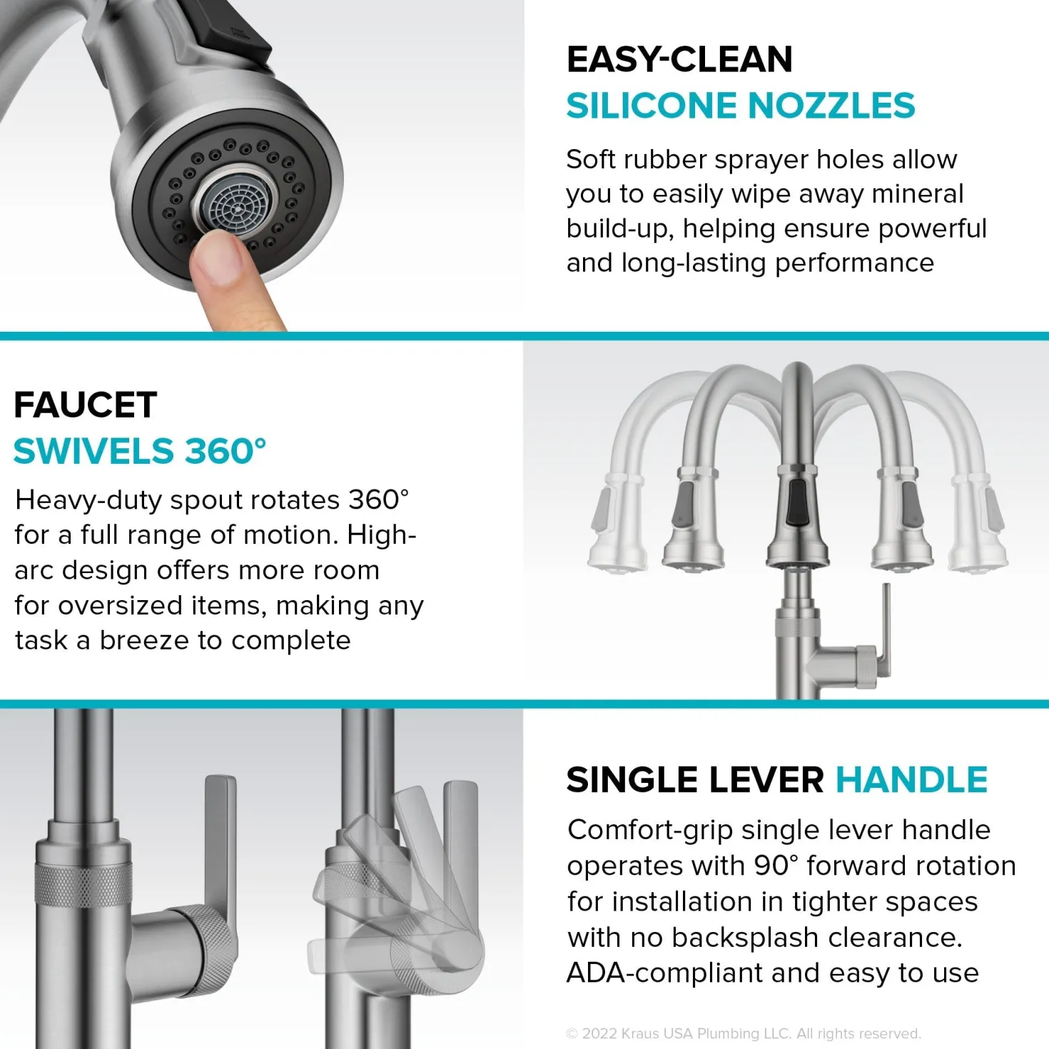 KRAUS Allyn Stainless Nut & Bolt Diamond Cut Kitchen Faucet