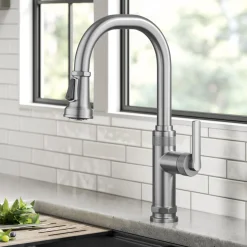 KRAUS Allyn Stainless Nut & Bolt Diamond Cut Kitchen Faucet