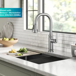 KRAUS Allyn Stainless Nut & Bolt Diamond Cut Kitchen Faucet