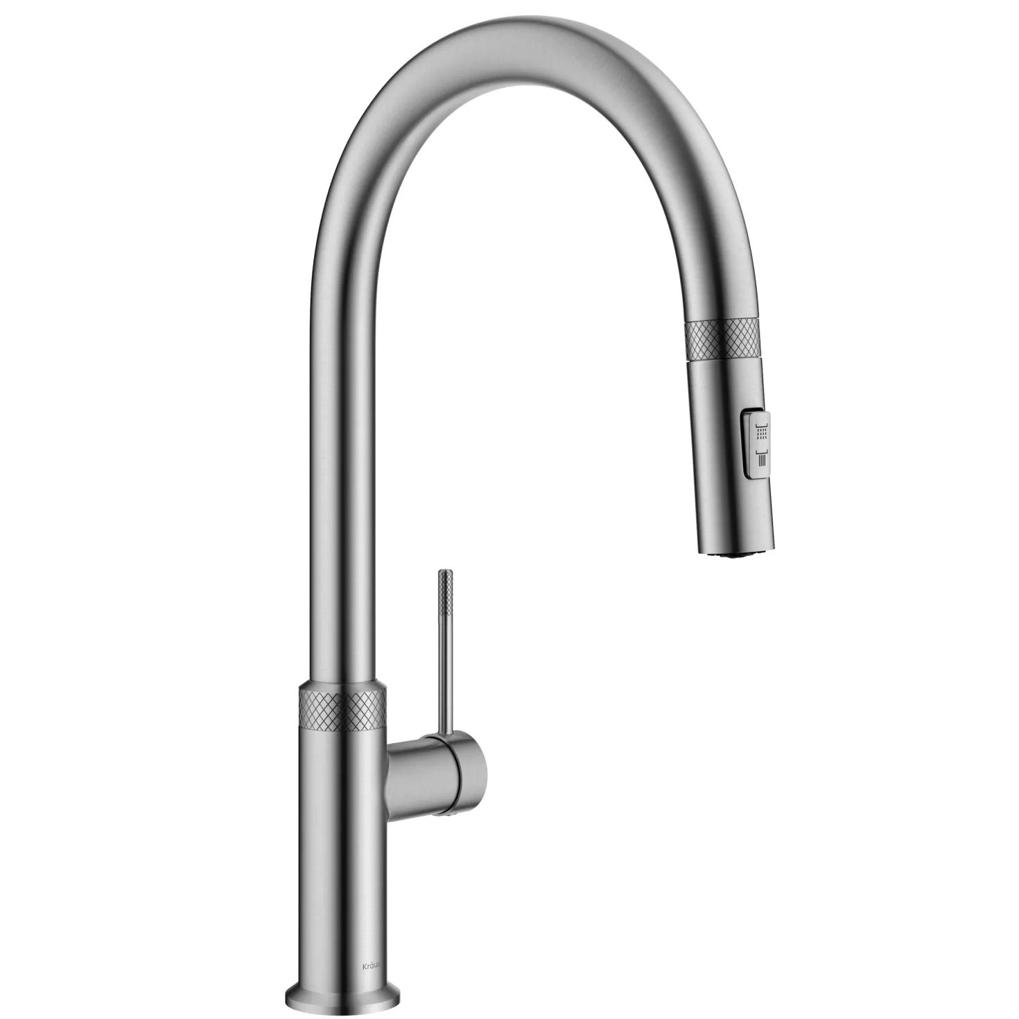 KRAUS Allyn Stainless Single Handle Kitchen Faucet with Diamond Cut