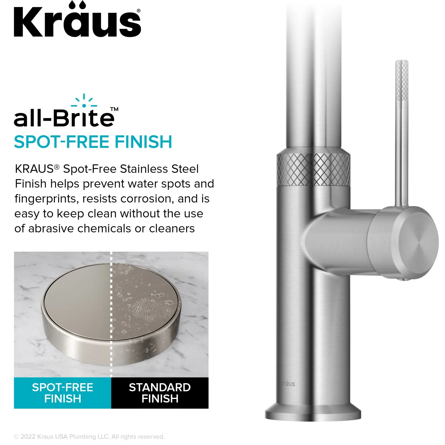 KRAUS Allyn Stainless Single Handle Kitchen Faucet with Diamond Cut